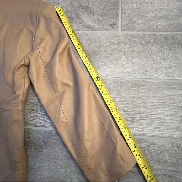 JLC New York Women’s Leather Jacket Blazer Size Small One Button Camel Brown - Picture 12 of 12